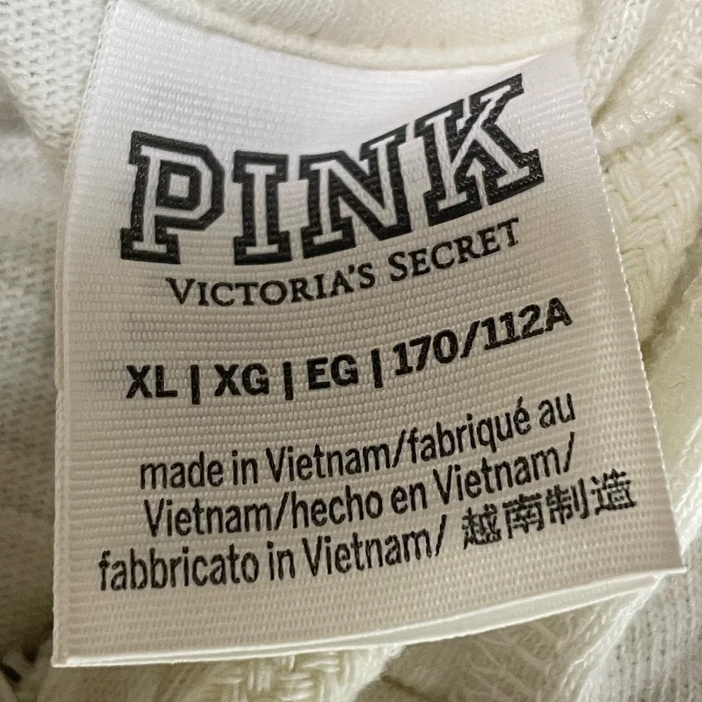 Victoria's Secret PINK summer lounge 100% cotton zip-up hoodie  Size XL Ivory - Picture 2 of 9